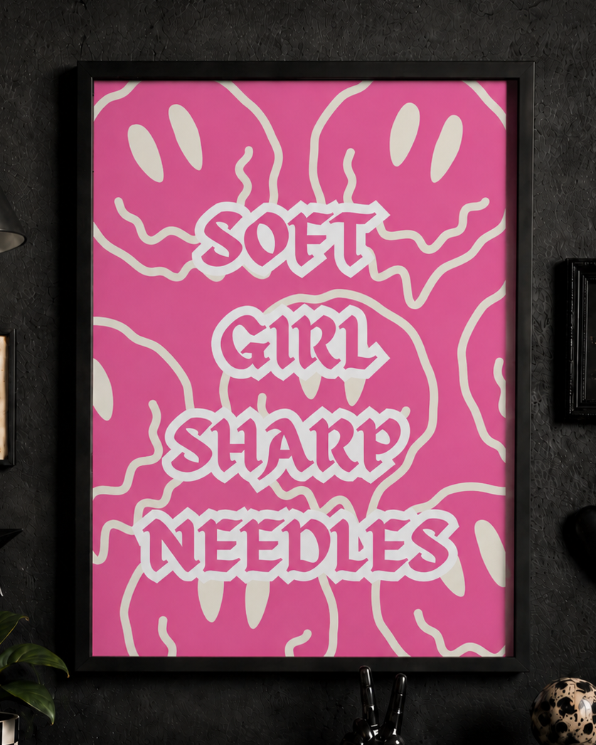'SOFT GIRL SHARP NEEDLES' TATTOO WALL PRINT