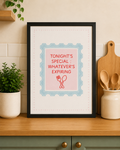 'TONIGHTS SPECIAL : WHATEVER'S EXPIRING' KITCHEN WALL PRINT