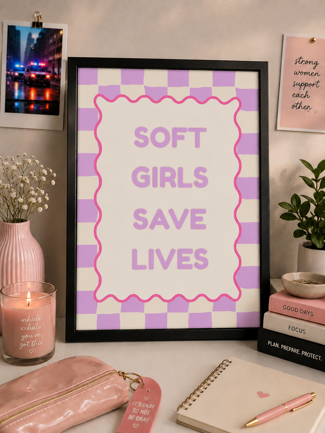 'SOFT GIRLS SAVE LIVES' Emergency Services Wall Print