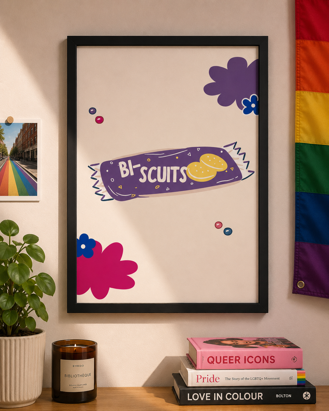 'BI SCUITS' Bisexual LGBTQ Wall Print