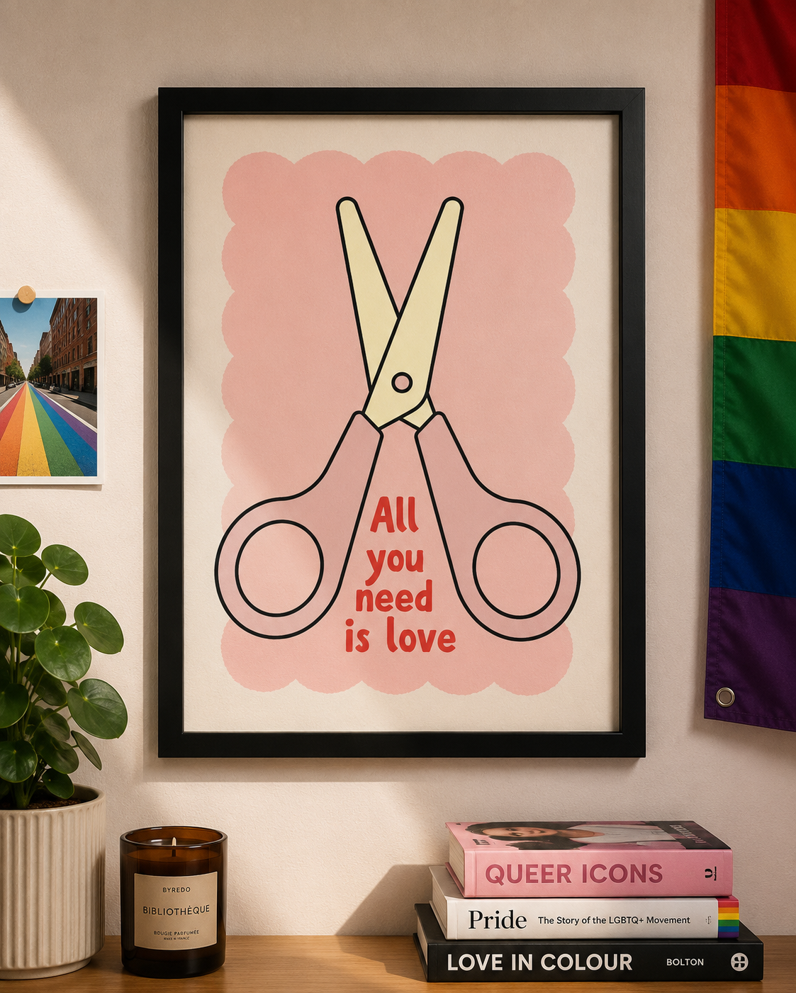 'ALL YOU NEED IS LOVE' Scissor Wall Print