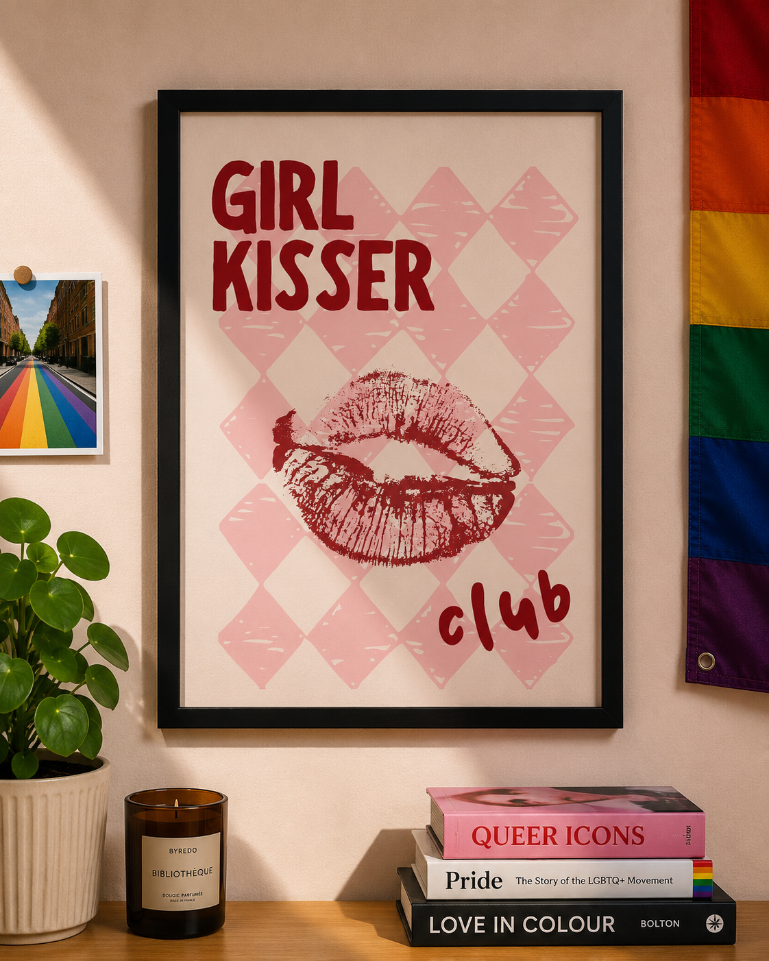 'GIRL KISSER CLUB' LGBTQ Wall Print
