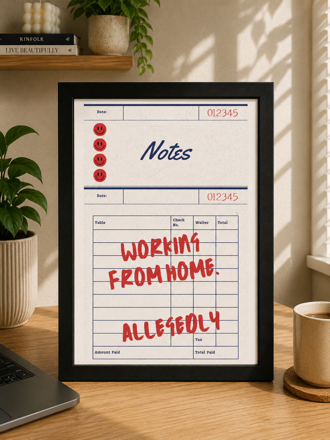 'WORKING FROM HOME. ALLEGEDLY' WFH Work From Home Wall Print