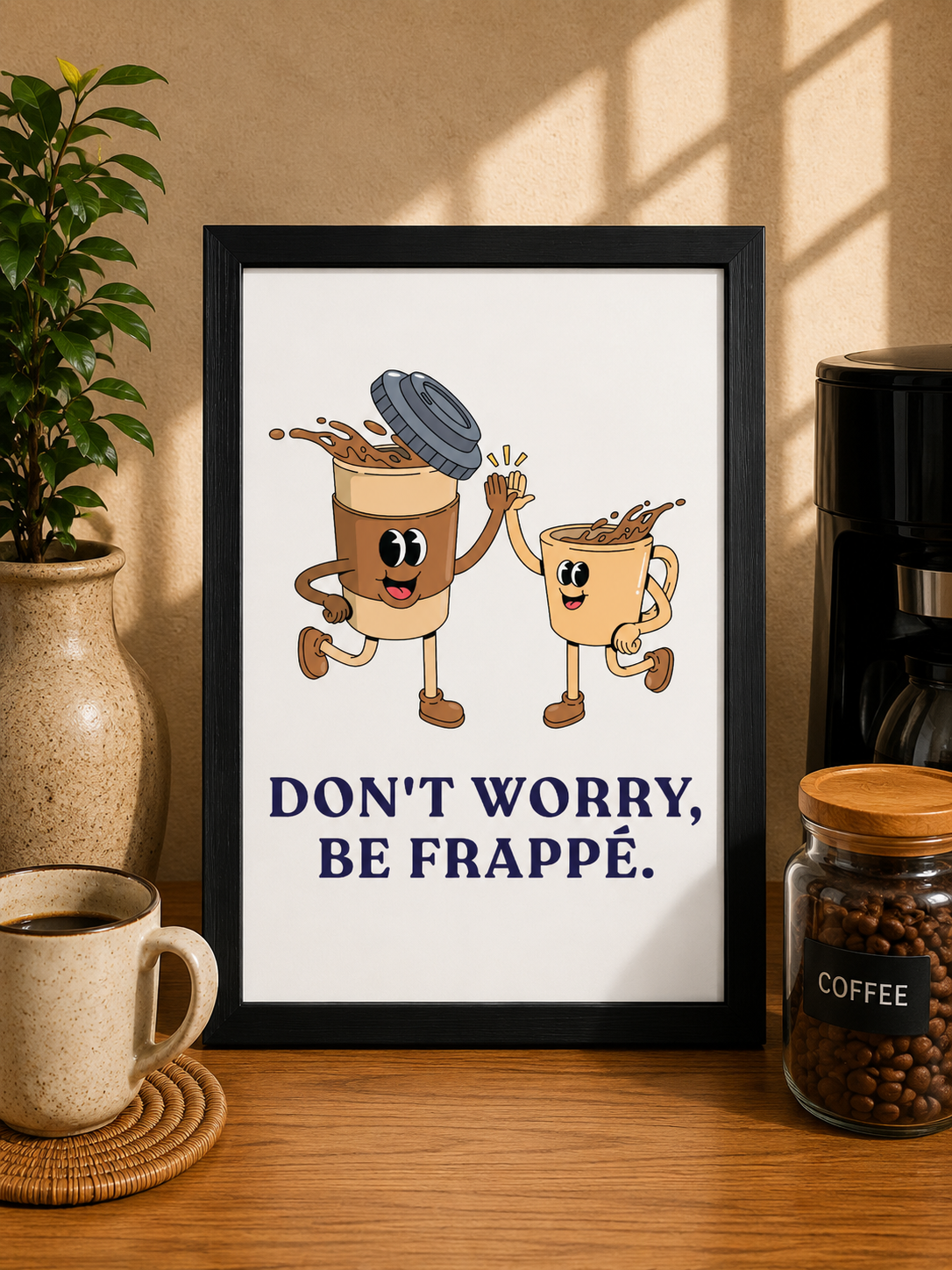 'DON'T WORRY BE FRAPPE' COFFEE WALL PRINT