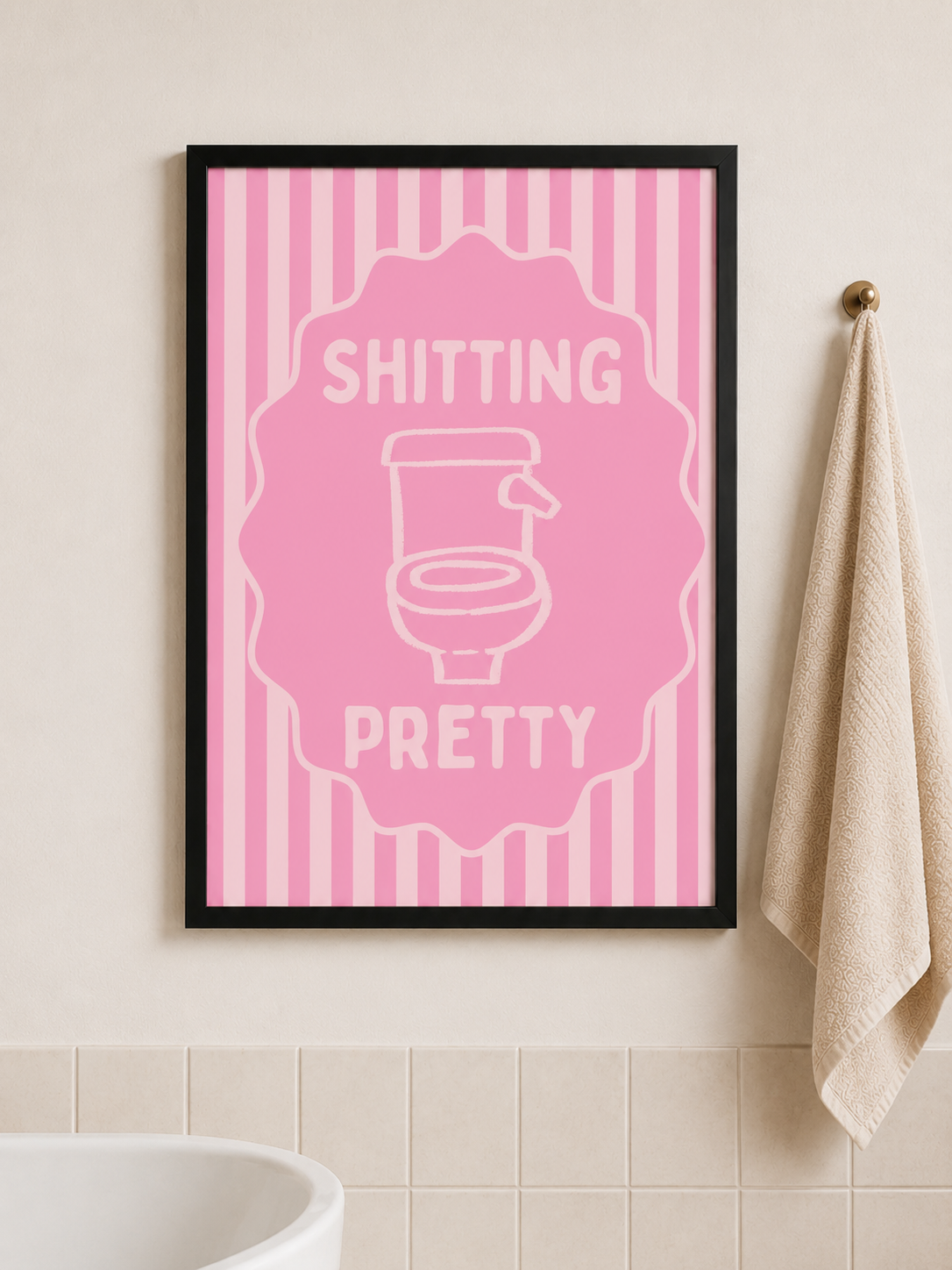 'SHITTING PRETTY' Toilet / Bathroom themed wall print