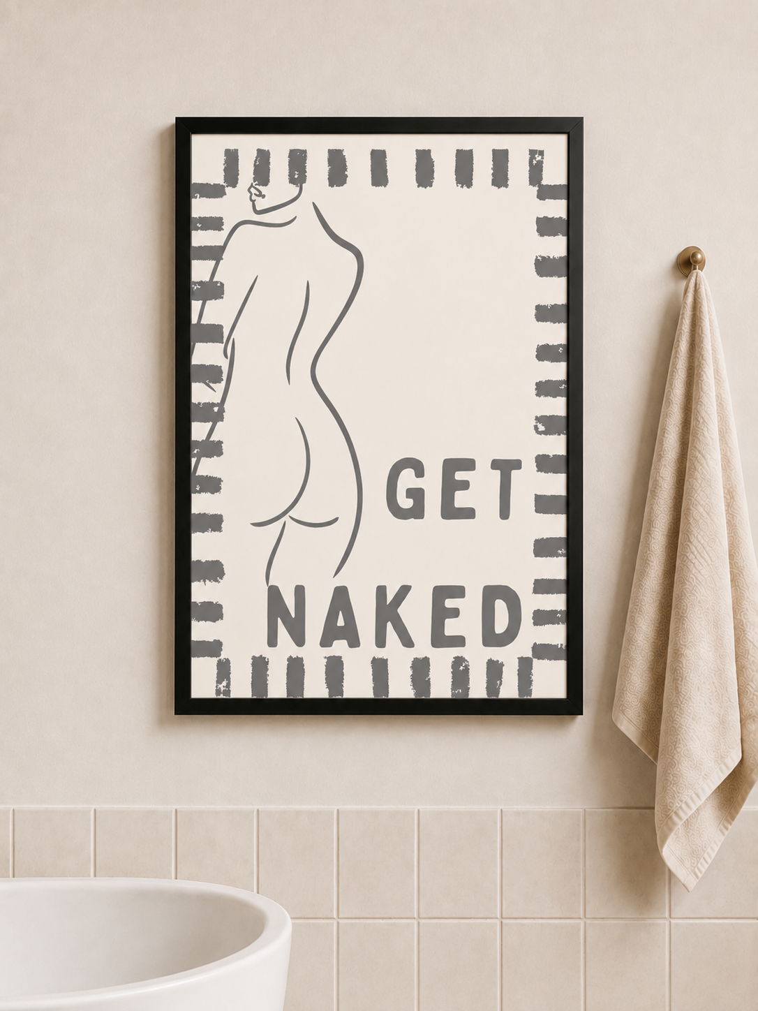 'GET NAKED' BATHROOM WALL PRINT