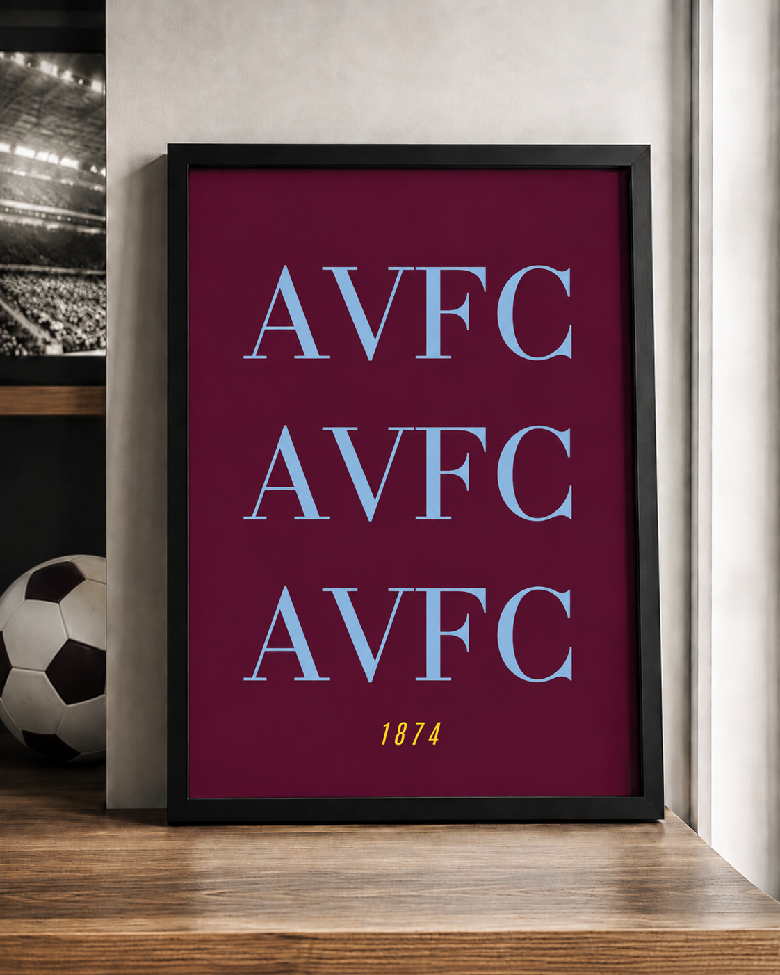 'AVFC AVFC AVFC' Football Wall Print