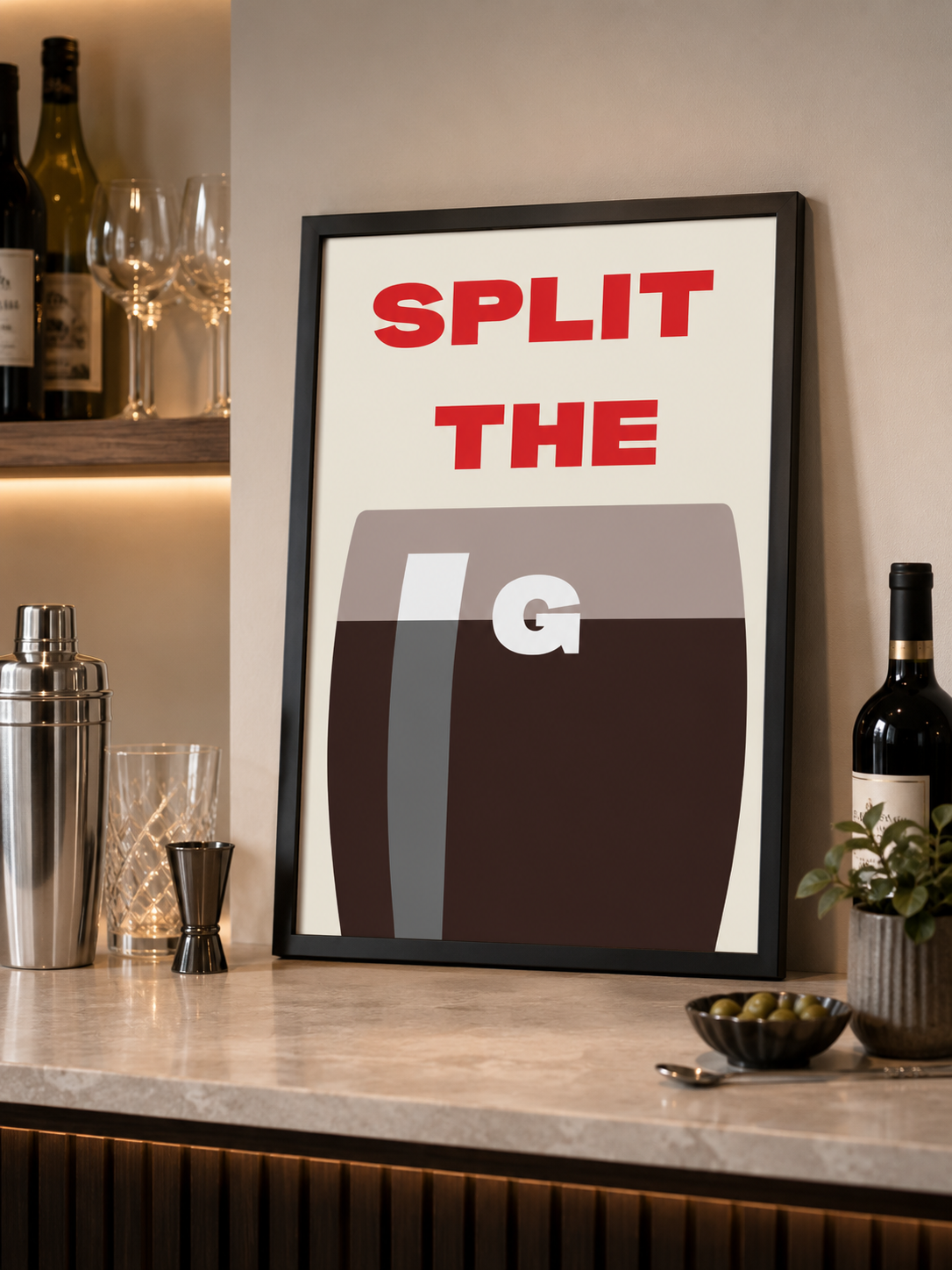 'SPLIT THE G' ALCOHOL THEMED WALL PRINT