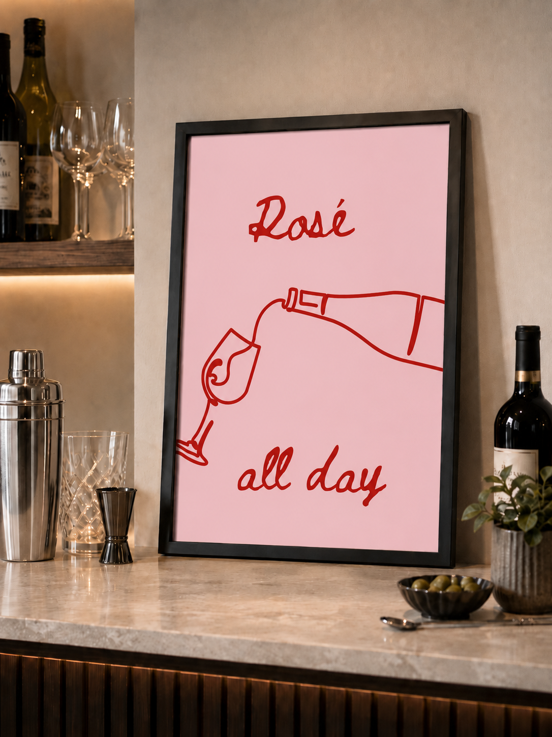 'ROSE ALL DAY' WINE WALL PRINT