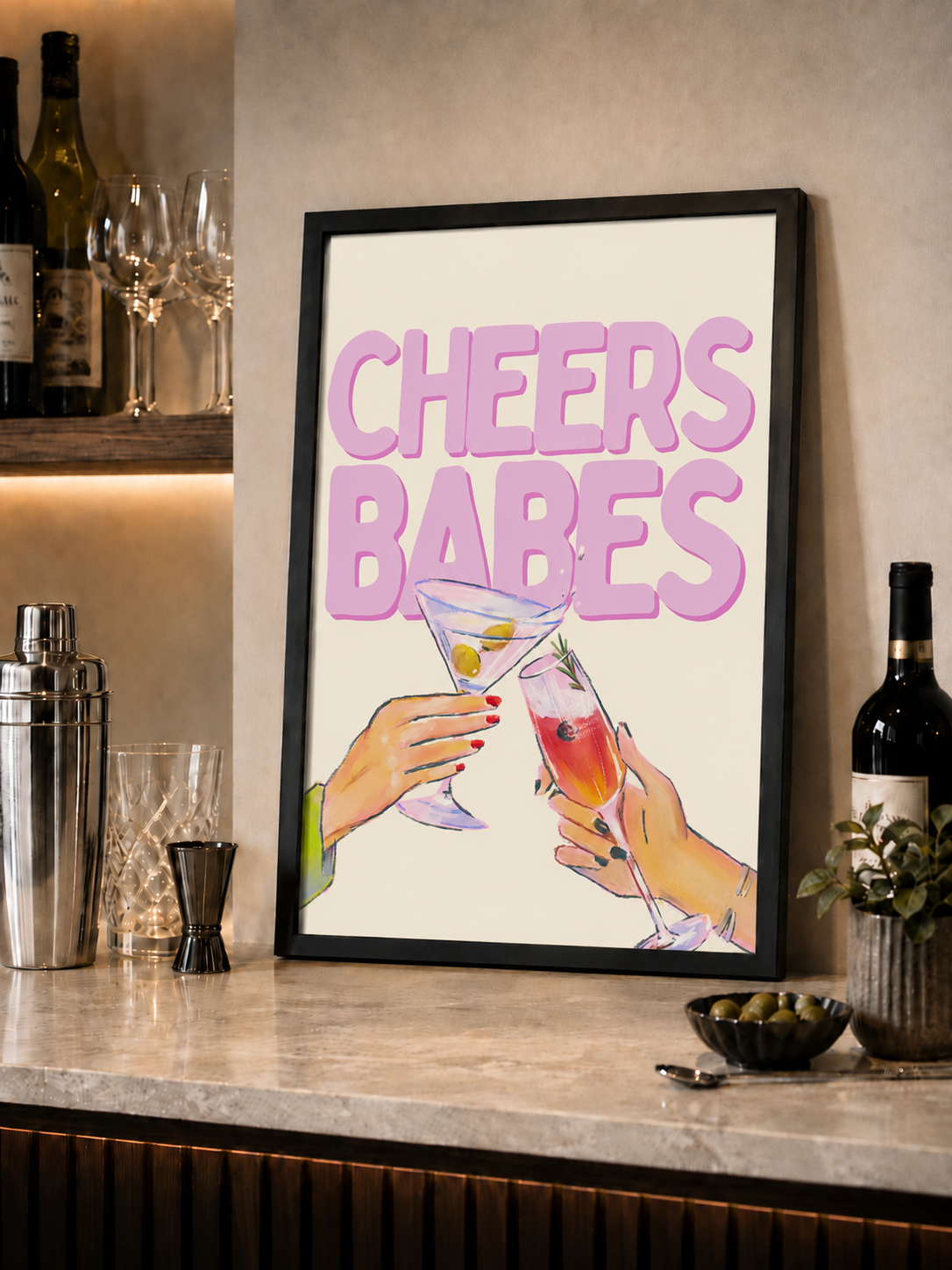'CHEERS BABES' ALCOHOL / COCKTAILS PRINT
